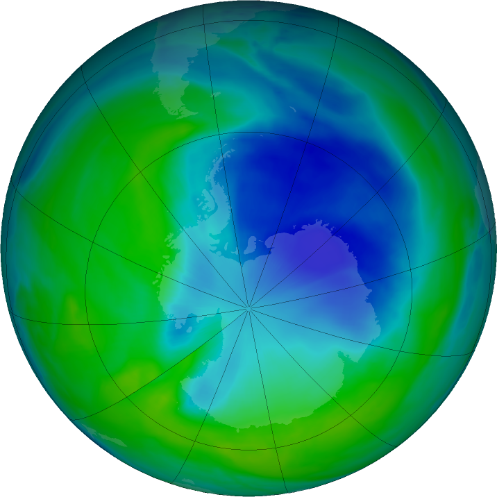 Antarctic ozone map for 02 December 2022